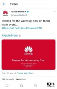 华为发文感谢Tim 为自家发布会开启预热