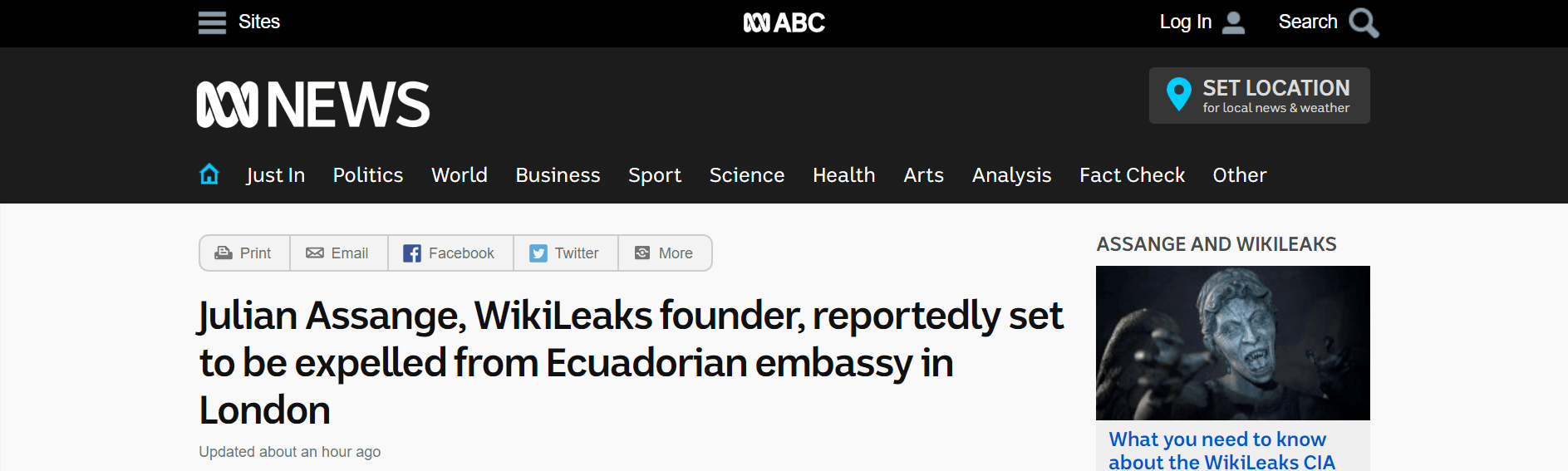 澳媒：维基解密创始人阿桑奇将被逐出厄瓜多尔