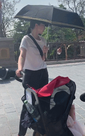 董璇带着女儿去游玩迪士尼