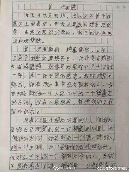 浙江6年级学生作文走红网络：她就是我的光