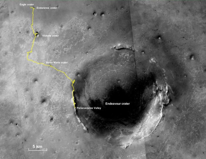 NASA公布机遇号在火星上的最后路线图