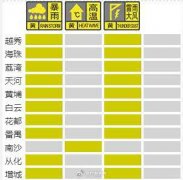 广州10区发布暴雨黄色预警 学生可视情