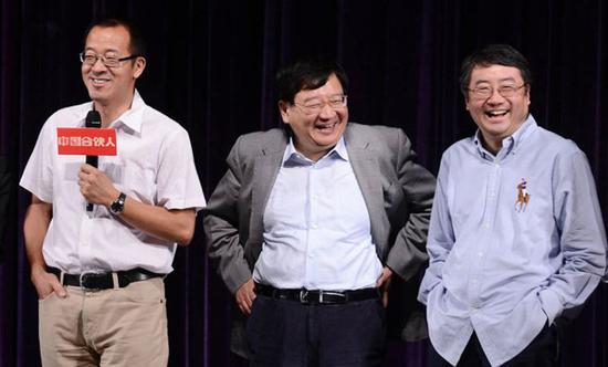 从左到右依次为俞敏洪、徐小平和王强 电影《中国合伙人》就是以三人的故事为蓝本