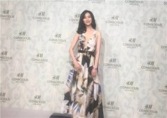 佟丽娅代言HM 佟丽娅豆沙粉纱裙来自H