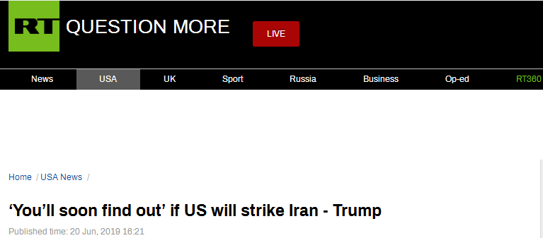 大事化小了？特朗普回应“伊朗击落美军无人机