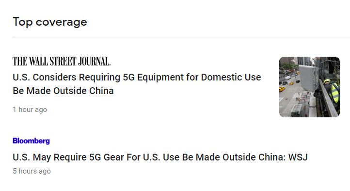 美媒：美国想在国内全面封杀中国设计制造的5G设备