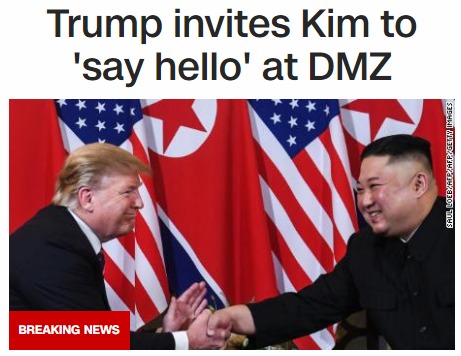 特朗普突然宣布访韩，还邀金正恩在朝韩边界见