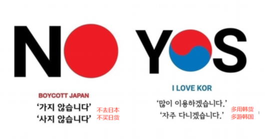 韩国网友制作的海报：“多用韩货，抵制日货”