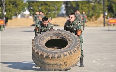武警安徽总队预备特战队员集训队强化体能训练