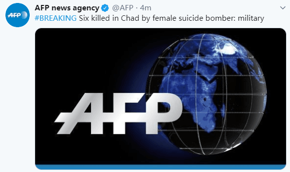 快讯！一女性自杀式袭击者在乍得发动袭击，6人