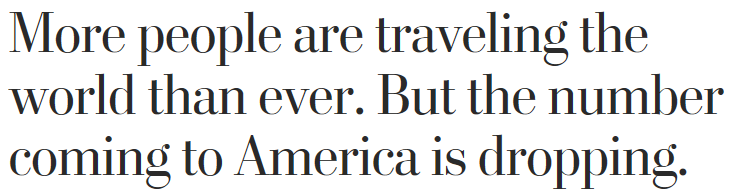 全球赴美游客数量下降 美旅游业抱怨：白宫政策