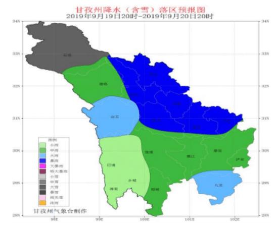 甘孜发布暴雨蓝色预警 注意防范地质灾害